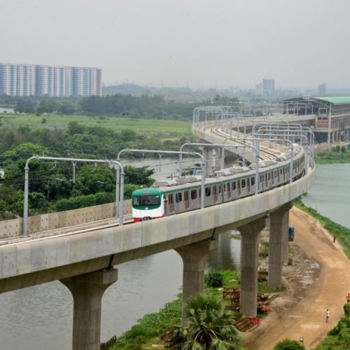 Bangladesh's first-ever metro rail train during its first formal trial run on the viaduct in the capital has begun in Dhaka, Bangladesh, on August 29, 2021.